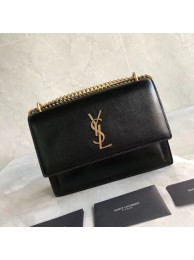 Replica Yves Saint Laurent Calfskin Leather Shoulder Bag Y542206B black Tl14804Yn66