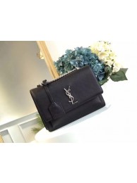 Replica Yves Saint Laurent Leather Cross-body Shoulder Bag Y8005 Black Tl15174Jw87