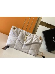 Replica Yves Saint Laurent LOULOU PUFFER SMALL BAG IN QUILTED CRINKLED MATTE LEATHER Y577476A White Tl14629iF91