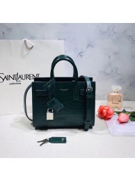 SAINT LAURENT Crocodile-Embossed Leather Organ Bag 392035 Dark Green Tl14929Xr72