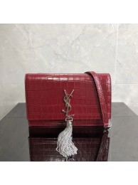 SAINT LAURENT Kate crocodile-embossed leather cross-body bag 452159 Jujube red Tl14986Gp37