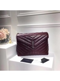 SAINT LAURENT Loulou Monogram medium quilted leather shoulder bag 74558 Wine Tl15043ta99