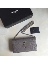 Saint Laurent mini Croco Leather Cross-body Shoulder Bag 360458 Grey Tl15203vN22