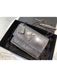 SAINT LAURENT Monogram Sunset medium Silver Wire cross-body Bag 442906 Silver Tl14920Kn56