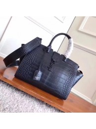 SAINT LAURENT NANO SAC DE JOUR SOUPLE Cabas crocodile-embossed leather 3807 black Tl15057yk28