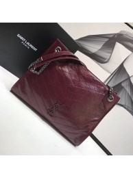 SAINT LAURENT NIKI MEDIUM SHOPPING BAG IN CRINKLED VINTAGE LEATHER 5814 Burgundy Tl14901HW50