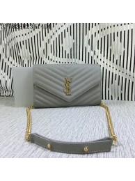 YSL Classic Monogramme Flap Bag Cannage Pattern Y377828L Grey Tl15264MO84