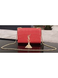 Yves Saint Laurent Croco Leather Cross-body Shoulder Bag 1311224 Red Tl15239CD62