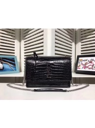 Yves Saint Laurent Croco Leather Cross-body Shoulder Bag Y00931 Black Tl15192rh54