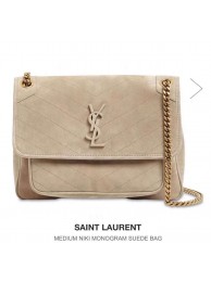 Yves Saint Laurent ENVELOPE MEDIUM BAG IN QUILTED SUEDE Y498004 cream Tl14650ki86